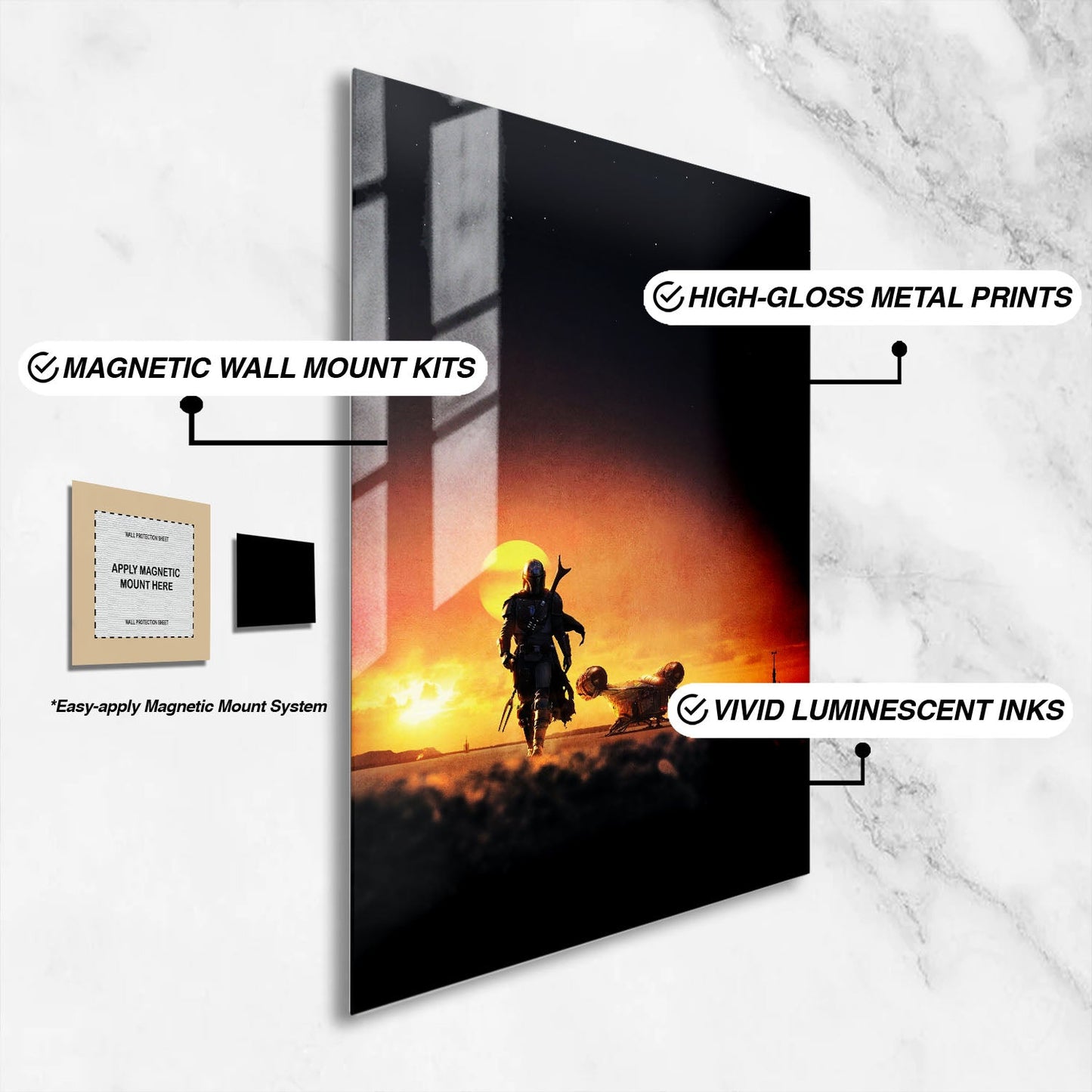 Flex Designs Metal Poster The Mandalorian Key Art 16 x 24" Home Goods - TV Show 2019 TV Show Metal Poster