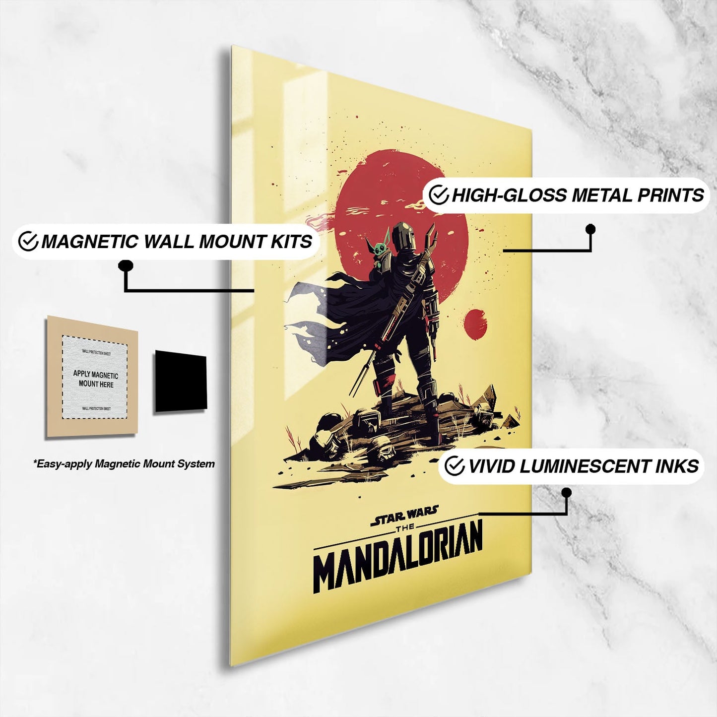 Flex Designs Metal Poster The Mandalorian Sketch 16 x 24" Home Goods - TV Show 2019 TV Show Metal Poster