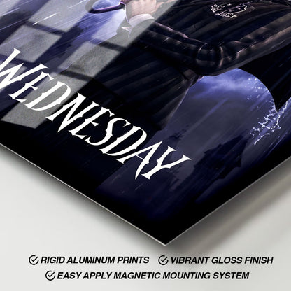 Flex Designs Metal Poster Wednesday Purple Rain 11 x 17" Home Goods - TV Show 2022 TV Show Metal Poster