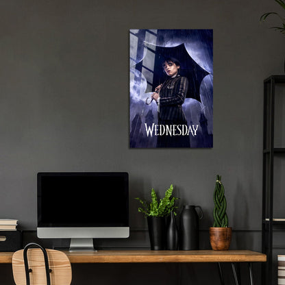 Flex Designs Metal Poster Wednesday Purple Rain 5 x 7" Home Goods - TV Show 2022 TV Show Metal Poster
