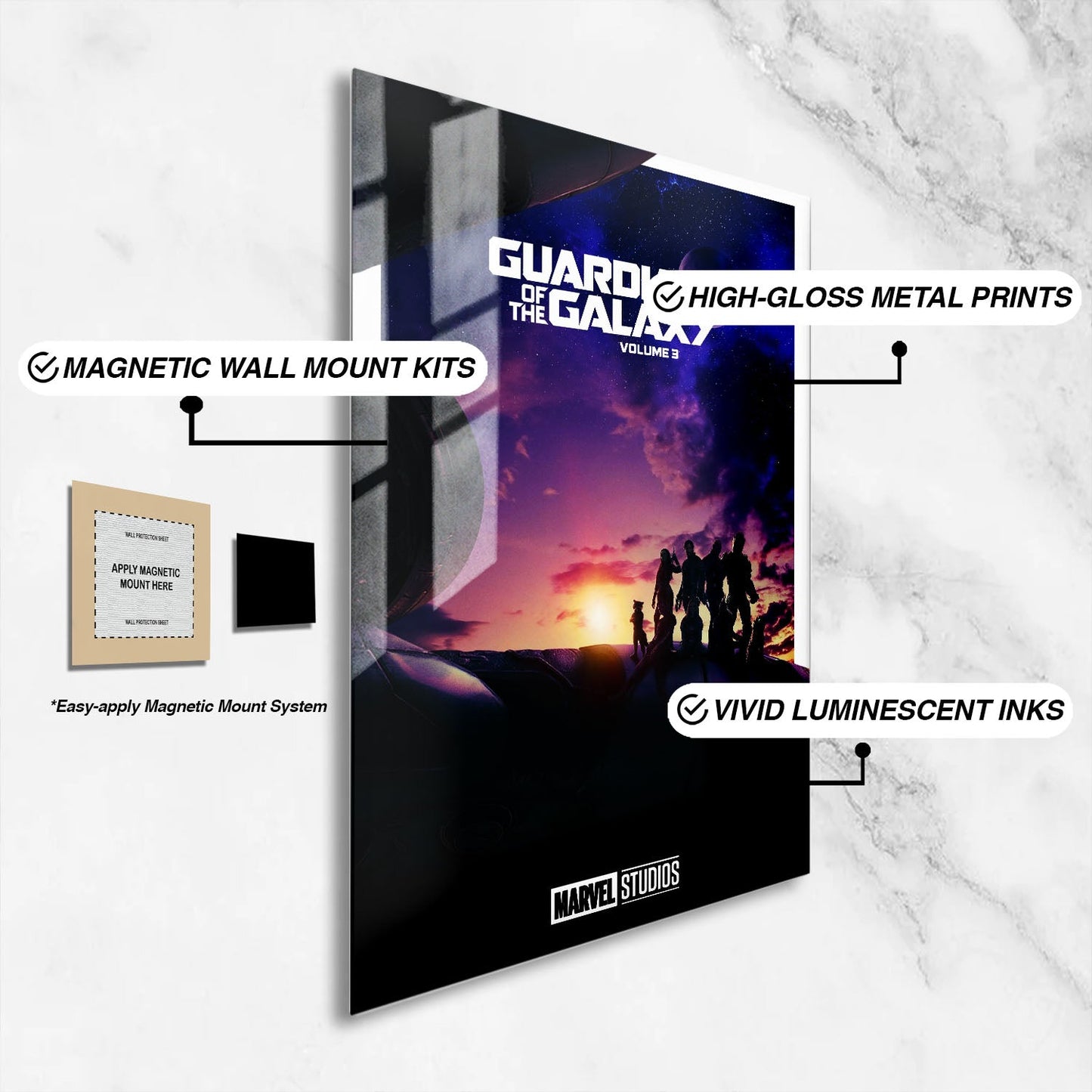 Flex Designs Metal Poster Guardians of the Galaxy Vol 3 Minimalist 16 x 24" Home Goods - Movie 2023 Movie Metal Poster