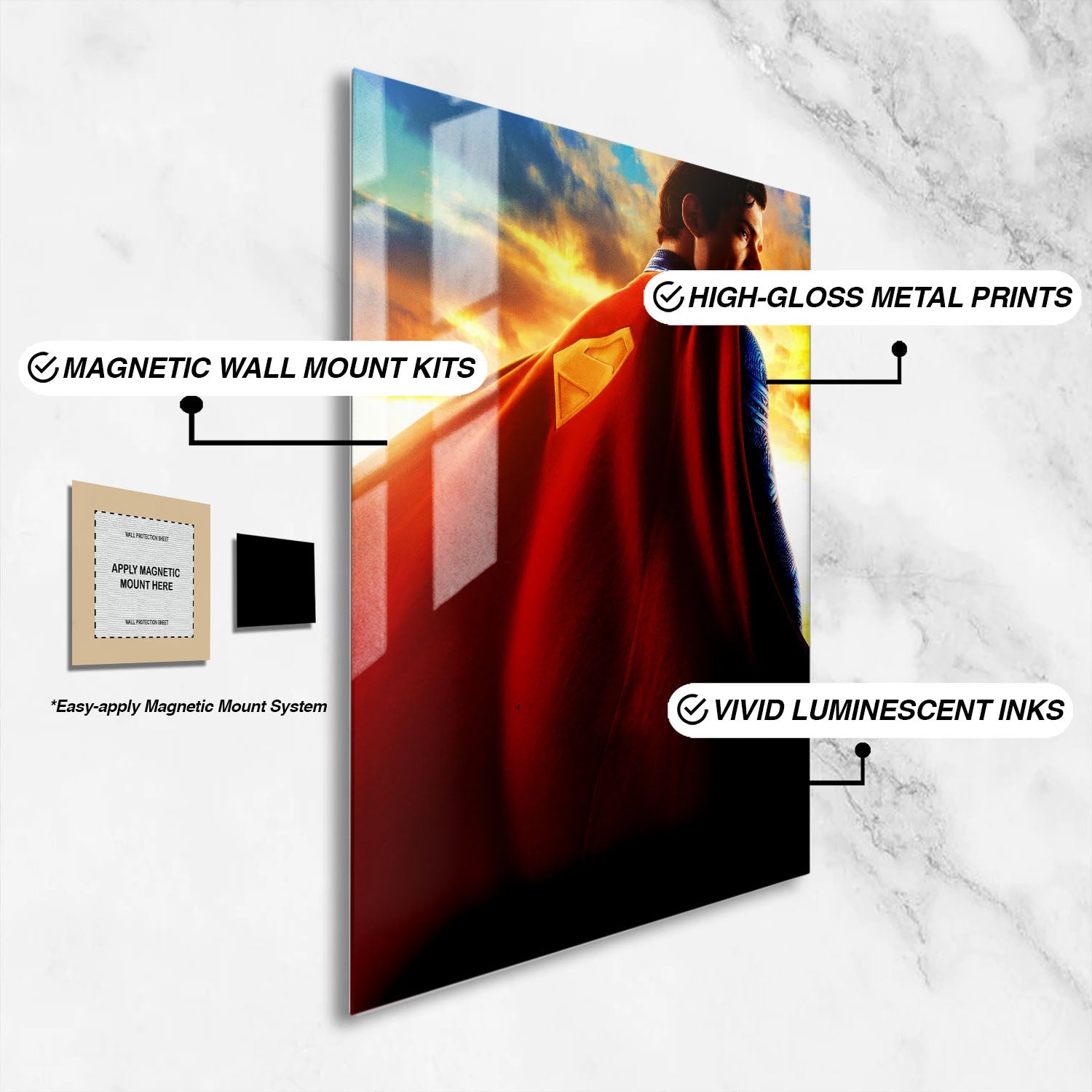 Flex Designs Metal Poster Superman 2025 Cape 16 x 24" Home Goods - Movie 2025 Movie Metal Poster