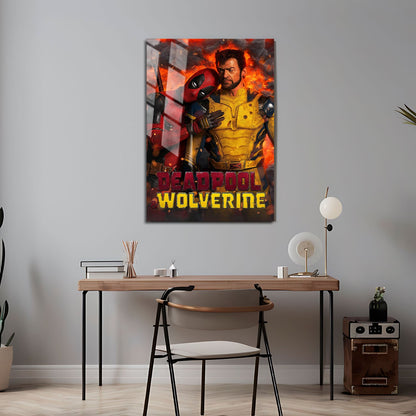 Flex Designs Metal Poster Deadpool Wolverine Explosion 24 x 36" Home Goods - Movie 2023 Movie Metal Poster
