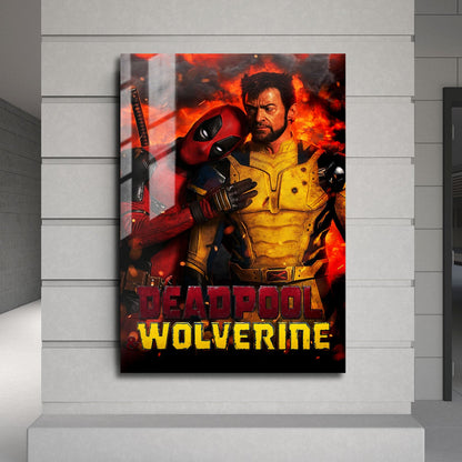 Flex Designs Metal Poster Deadpool Wolverine Explosion 24 x 36" Home Goods - Movie 2023 Movie Metal Poster