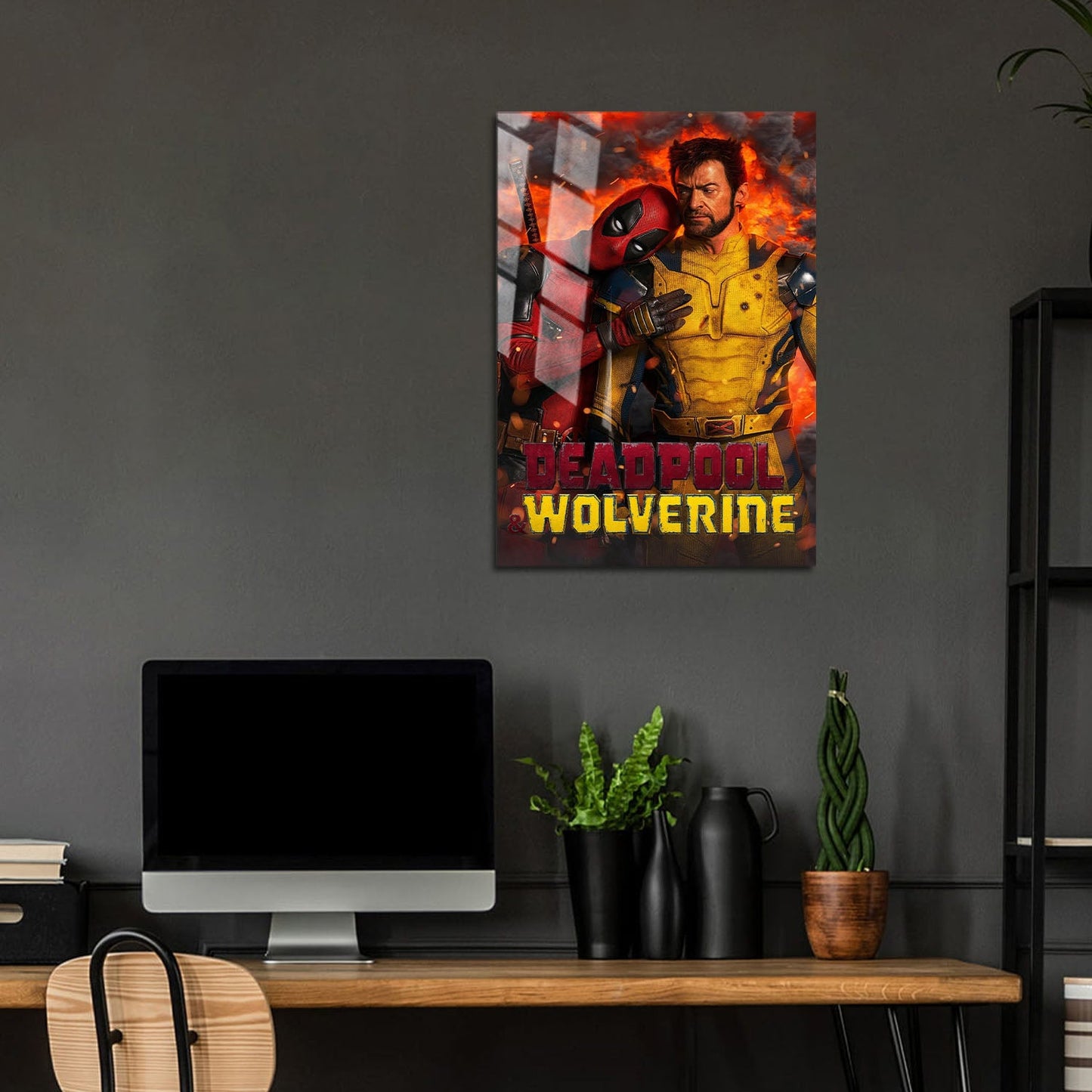 Flex Designs Metal Poster Deadpool Wolverine Explosion 5 x 7" Home Goods - Movie 2023 Movie Metal Poster