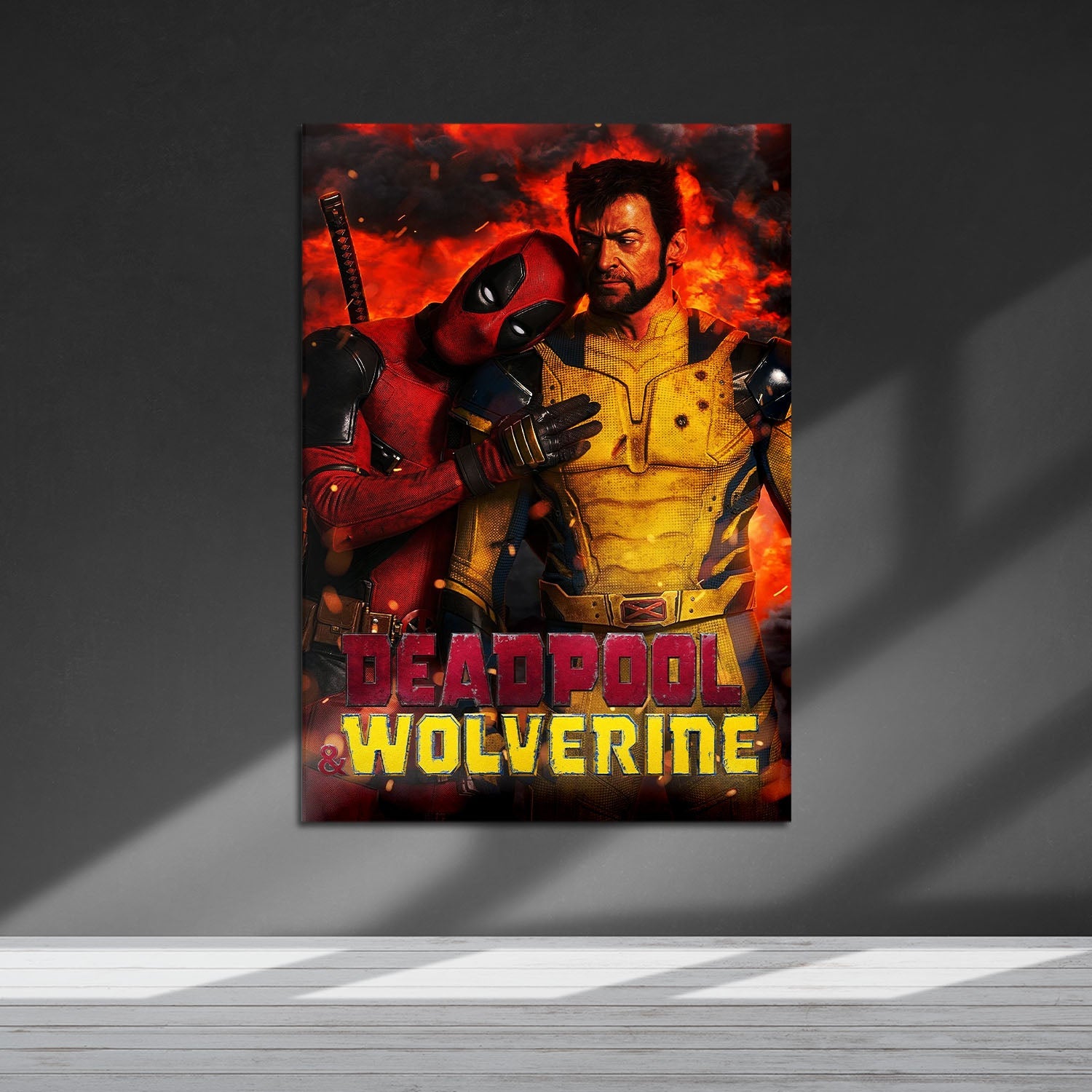 Flex Designs Metal Poster Deadpool Wolverine Explosion 5 x 7" Home Goods - Movie 2023 Movie Metal Poster