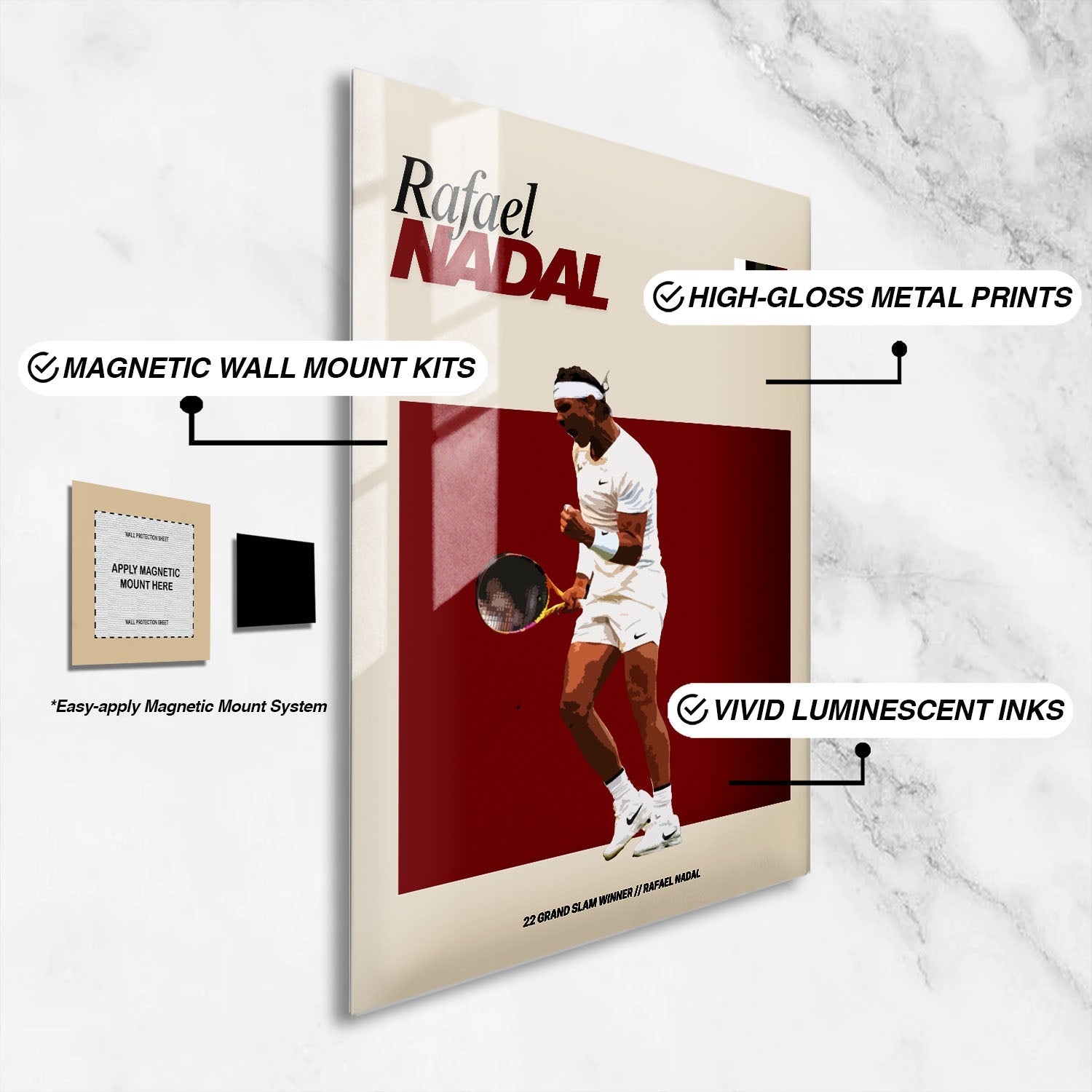 Flex Designs Metal Poster Rafael Nadal FlexM 16 x 24" Home Goods - Sports  Metal Poster