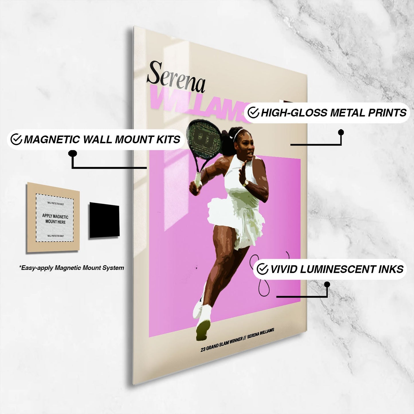 Flex Designs Metal Poster Serena Williams FlexM 16 x 24" Home Goods - Sports  Metal Poster