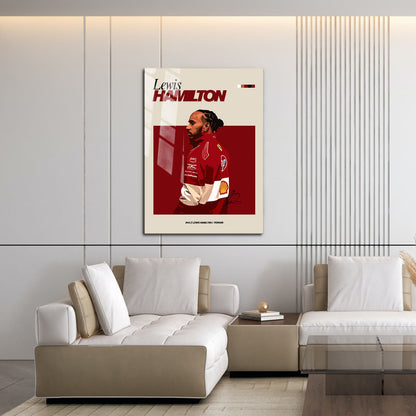 Flex Designs Metal Poster Lewis Hamilton Ferrari F1 FlexM 16 x 24" Home Goods - Sports  Metal Poster