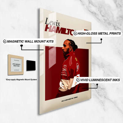 Flex Designs Metal Poster Lewis Hamilton Ferrari F1 FlexM 16 x 24" Home Goods - Sports  Metal Poster