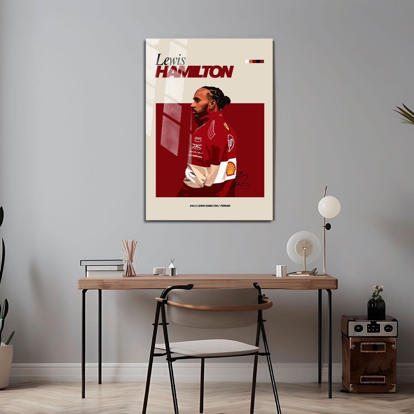 Flex Designs Metal Poster Lewis Hamilton Ferrari F1 FlexM 5 x 7" Home Goods - Sports  Metal Poster