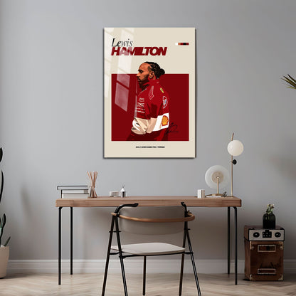 Flex Designs Metal Poster Lewis Hamilton Ferrari F1 FlexM 5 x 7" Home Goods - Sports  Metal Poster