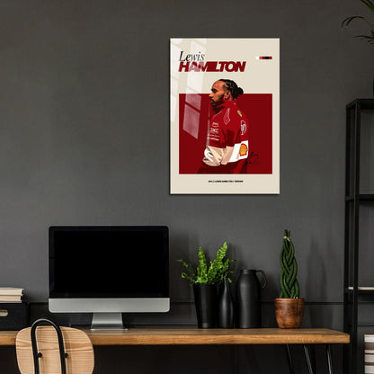 Flex Designs Metal Poster Lewis Hamilton Ferrari F1 FlexM 24 x 36" Home Goods - Sports  Metal Poster