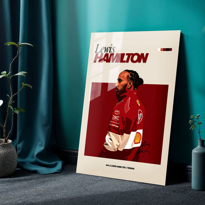 Flex Designs Metal Poster Lewis Hamilton Ferrari F1 FlexM 24 x 36" Home Goods - Sports  Metal Poster