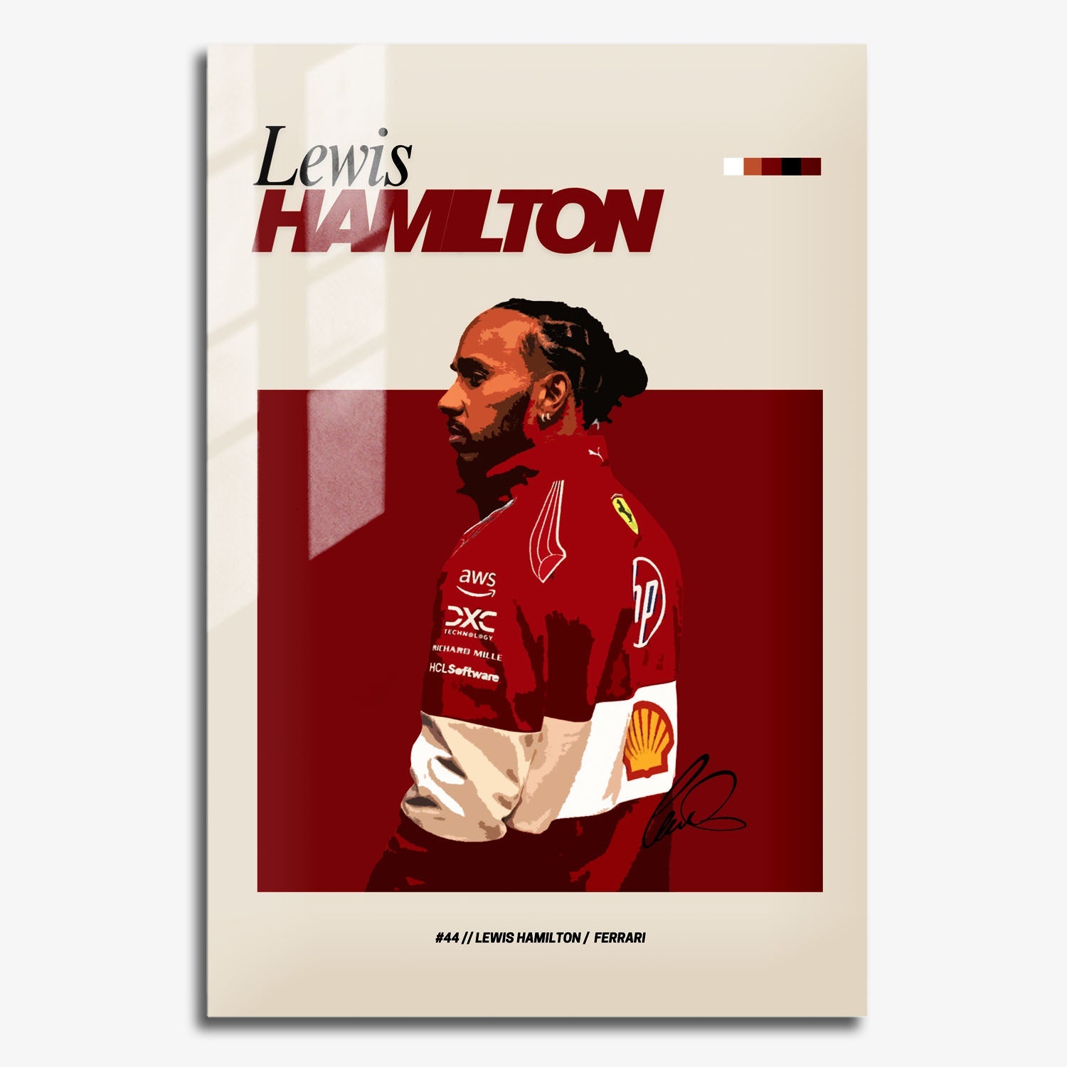 Flex Designs Metal Poster Lewis Hamilton Ferrari F1 FlexM 11 x 17" Home Goods - Sports  Metal Poster