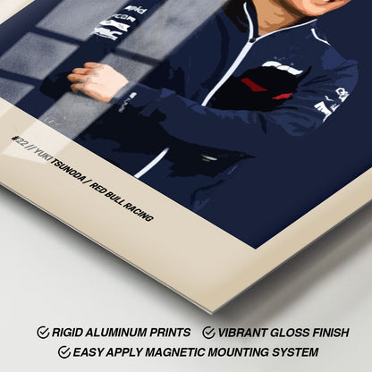 Flex Designs Metal Poster Yuki Tsunoda Red Bull F1 FlexM 11 x 17" Home Goods - Sports  Metal Poster