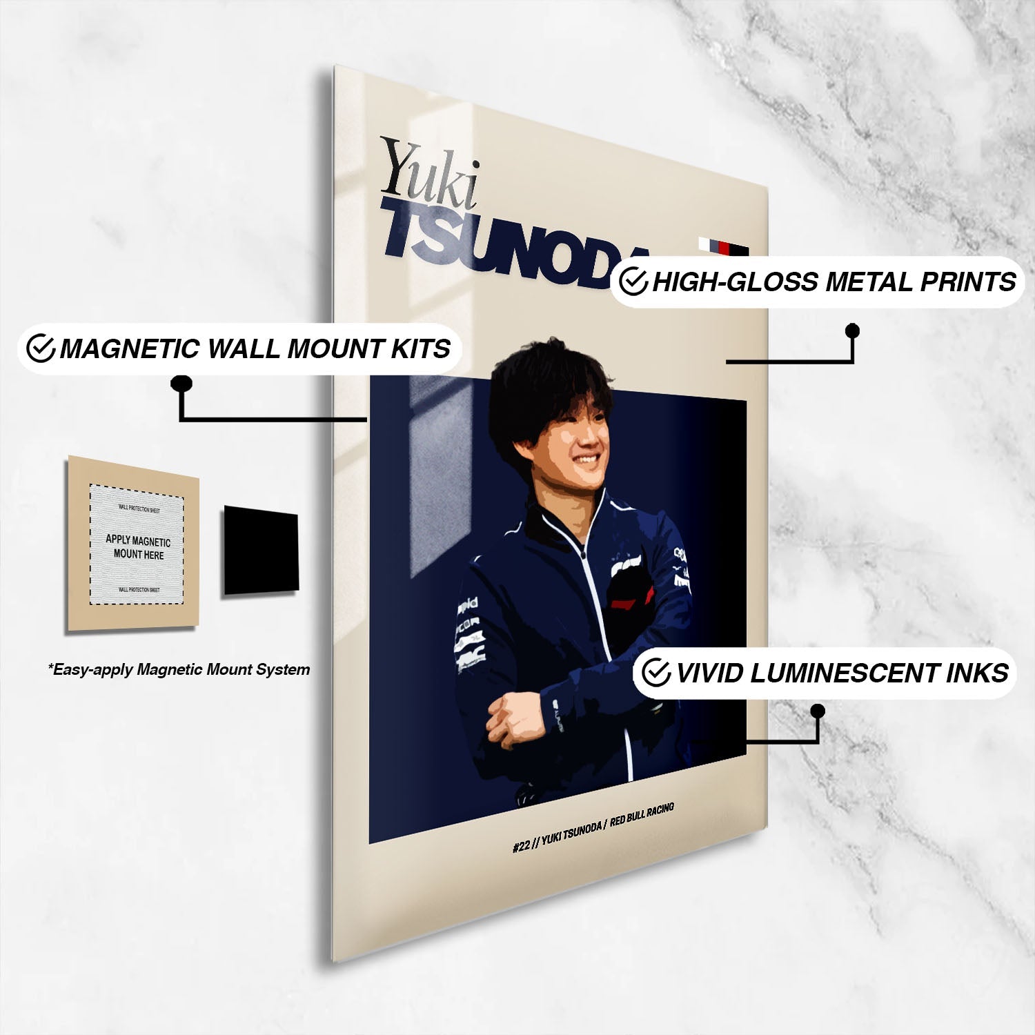 Flex Designs Metal Poster Yuki Tsunoda Red Bull F1 FlexM 16 x 24" Home Goods - Sports  Metal Poster