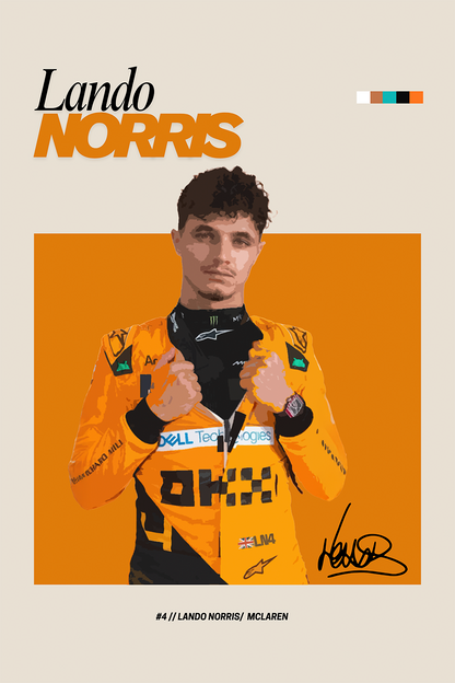 Flex Designs Metal Poster Lando Norris McLaren F1 FlexM 11 x 17" Home Goods - Sports  Metal Poster