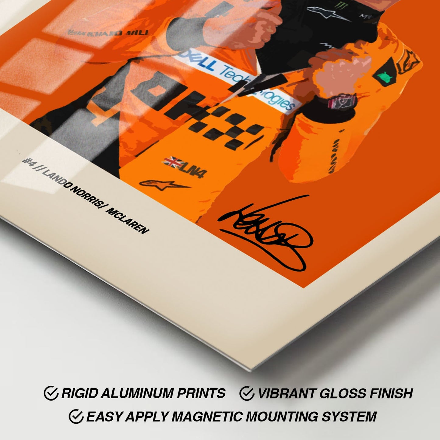Flex Designs Metal Poster Lando Norris McLaren F1 FlexM 11 x 17" Home Goods - Sports  Metal Poster