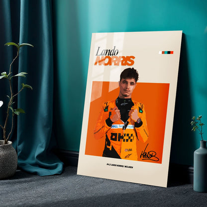 Flex Designs Metal Poster Lando Norris McLaren F1 FlexM 24 x 36" Home Goods - Sports  Metal Poster