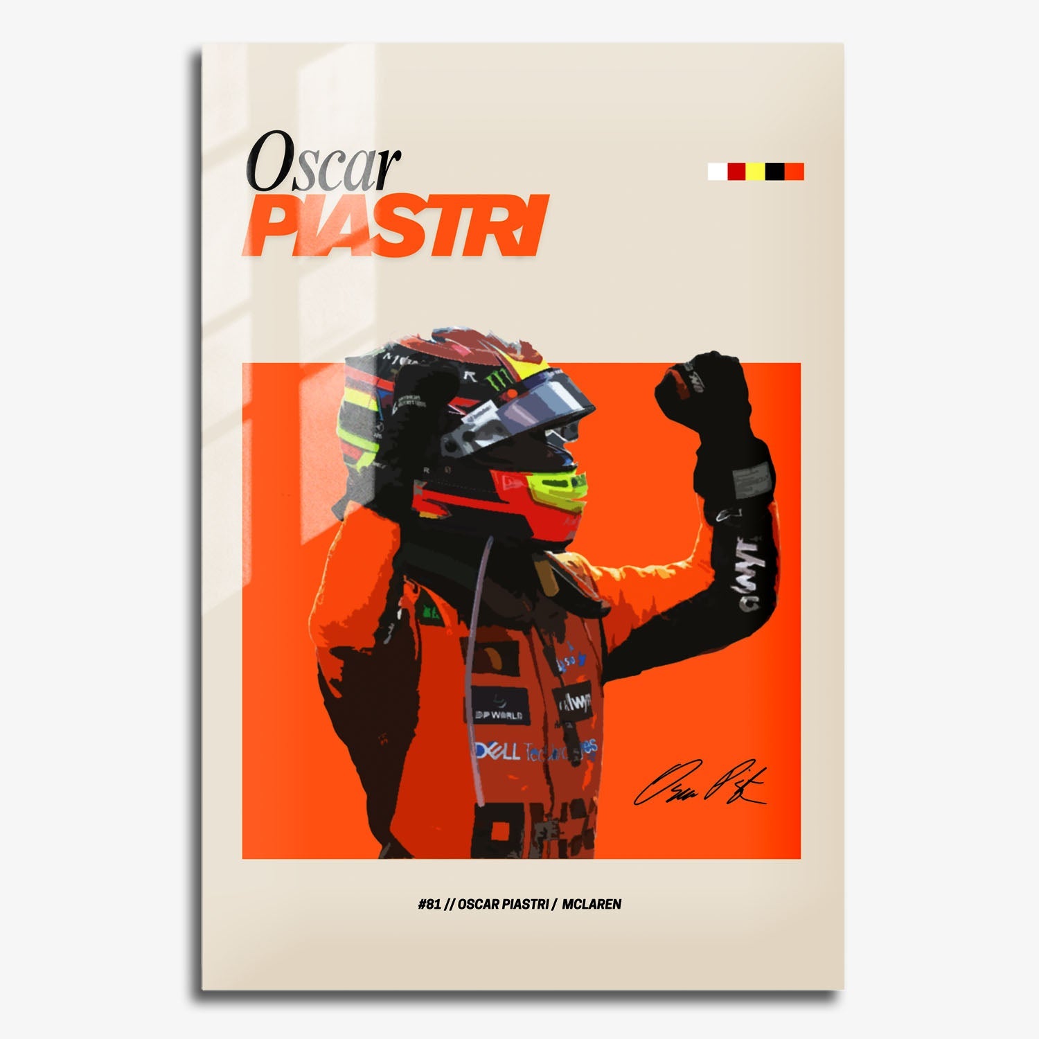 Flex Designs Metal Poster Oscar Piastri McLaren F1 FlexM 11 x 17" Home Goods - Sports  Metal Poster