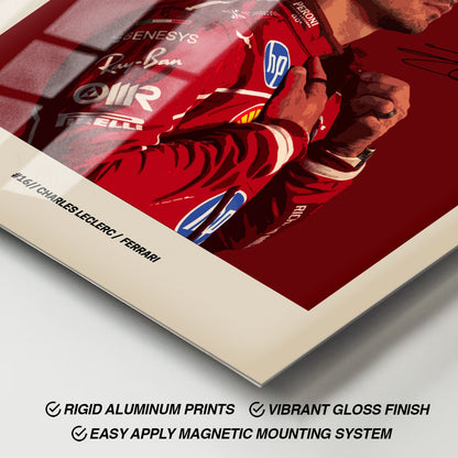 Flex Designs Metal Poster Charles Leclerc Ferrari F1 FlexM 11 x 17" Home Goods - Sports  Metal Poster