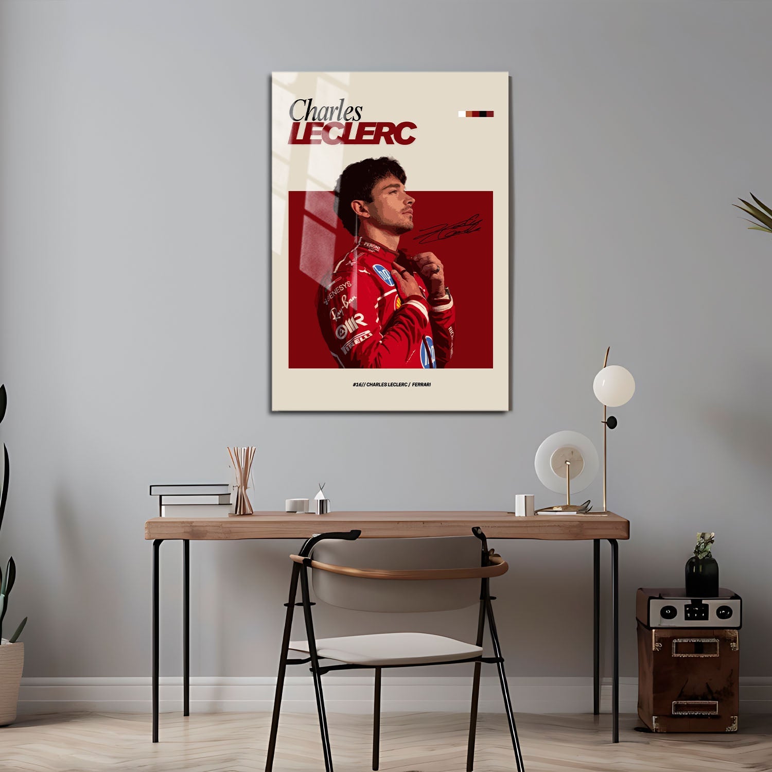 Flex Designs Metal Poster Charles Leclerc Ferrari F1 FlexM 5 x 7" Home Goods - Sports  Metal Poster