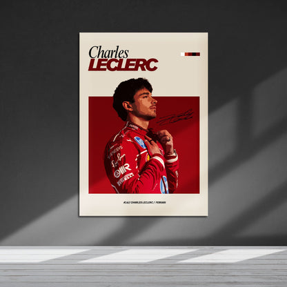 Flex Designs Metal Poster Charles Leclerc Ferrari F1 FlexM 5 x 7" Home Goods - Sports  Metal Poster