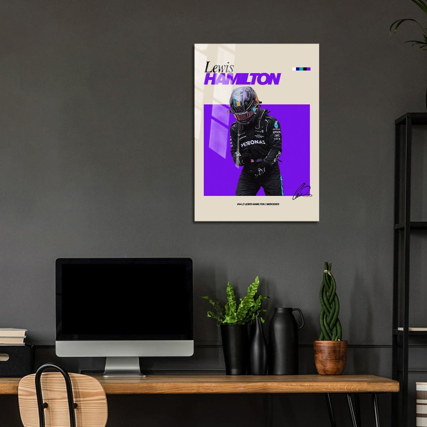 Flex Designs Metal Poster Lewis Hamilton Mercedes F1 FlexM 24 x 36" Home Goods - Sports  Metal Poster