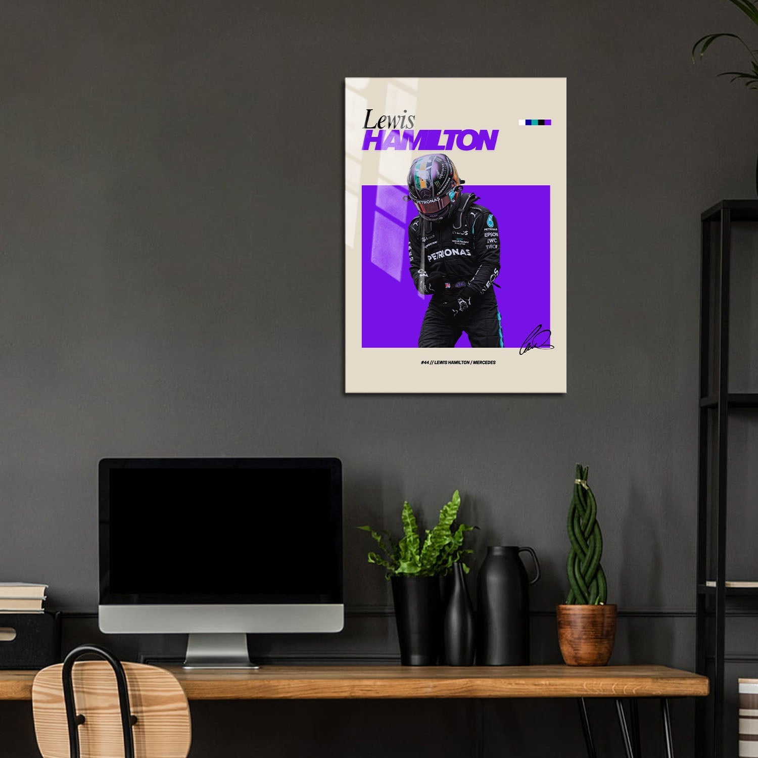 Flex Designs Metal Poster Lewis Hamilton Mercedes F1 FlexM 24 x 36" Home Goods - Sports  Metal Poster