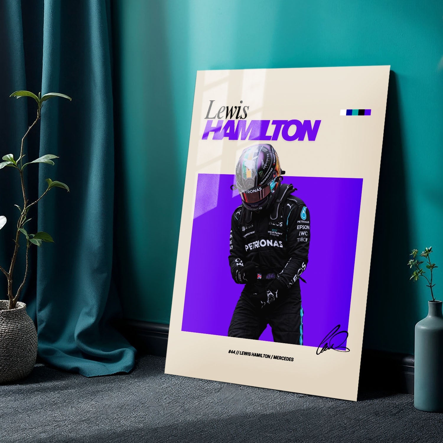 Flex Designs Metal Poster Lewis Hamilton Mercedes F1 FlexM 24 x 36" Home Goods - Sports  Metal Poster