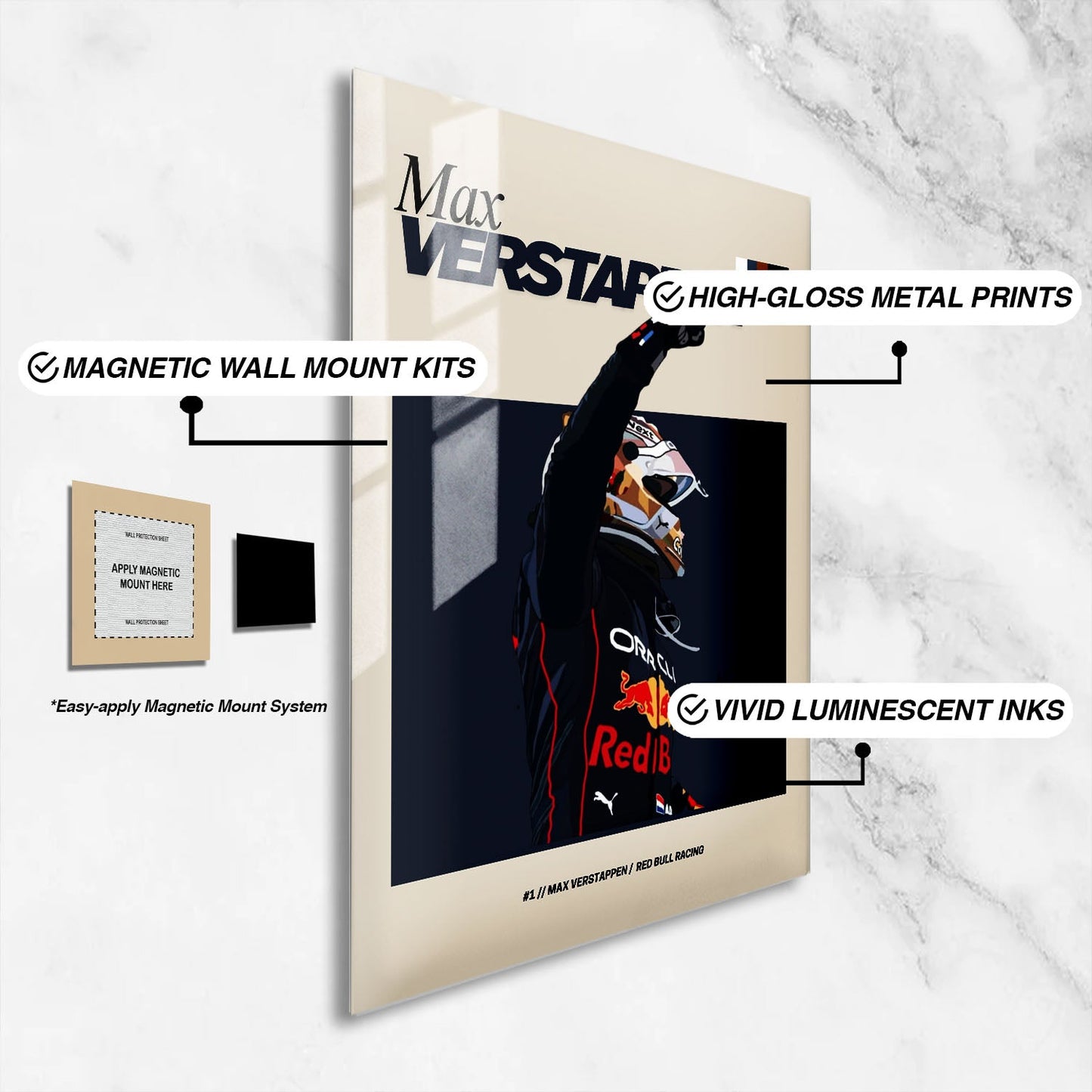 Flex Designs Metal Poster Max Verstappen Red Bull F1 FlexM 16 x 24" Home Goods - Sports  Metal Poster