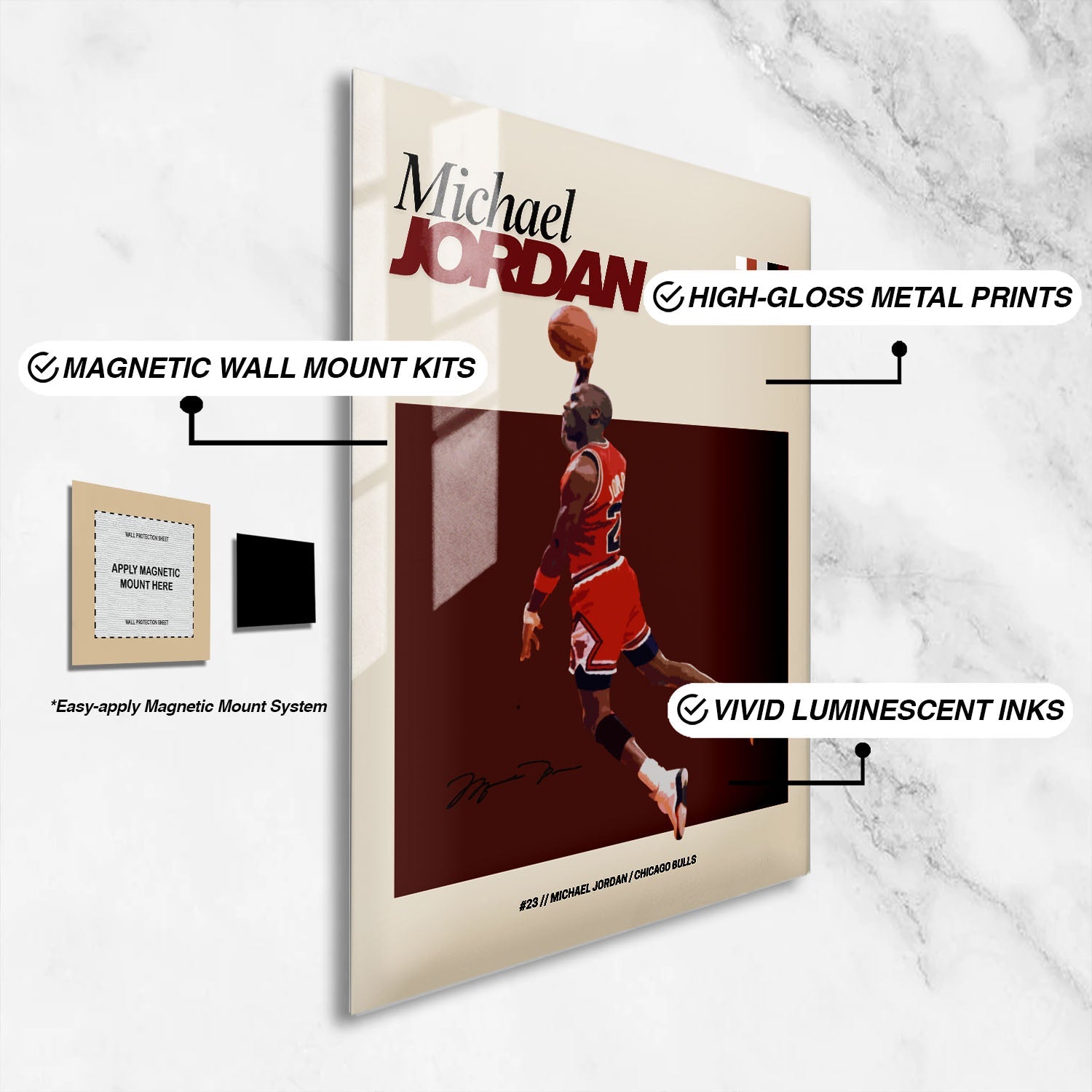 Flex Designs Metal Poster Michael Jordan NBA FlexM 16 x 24" Home Goods - Sports  Metal Poster