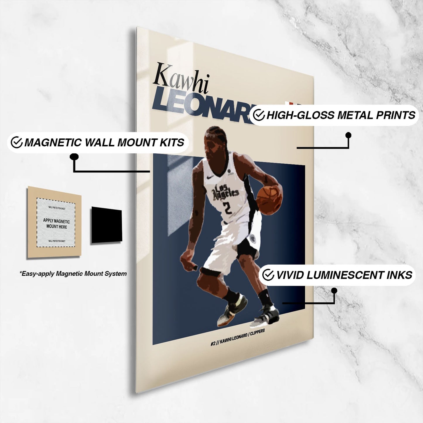 Flex Designs Metal Poster Kawhi Leonard NBA FlexM 16 x 24" Home Goods - Sports  Metal Poster