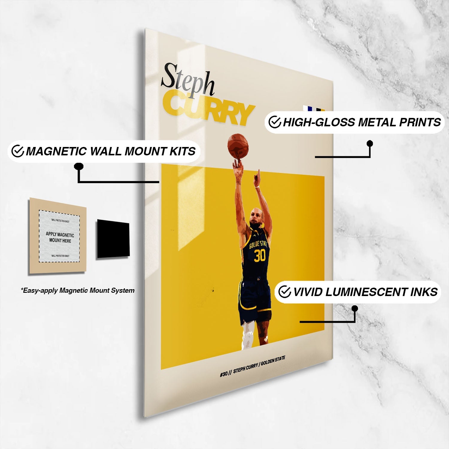 Flex Designs Metal Poster Steph Curry NBA FlexM 16 x 24" Home Goods - Sports  Metal Poster