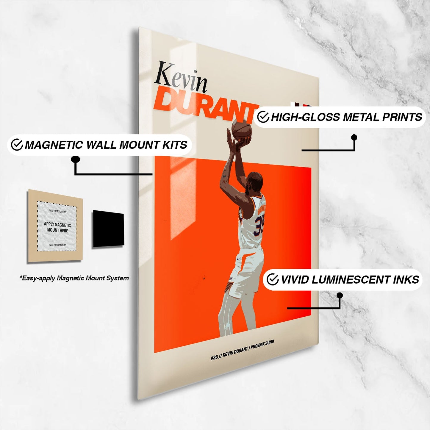 Flex Designs Metal Poster Kevin Durant NBA FlexM 16 x 24" Home Goods - Sports  Metal Poster