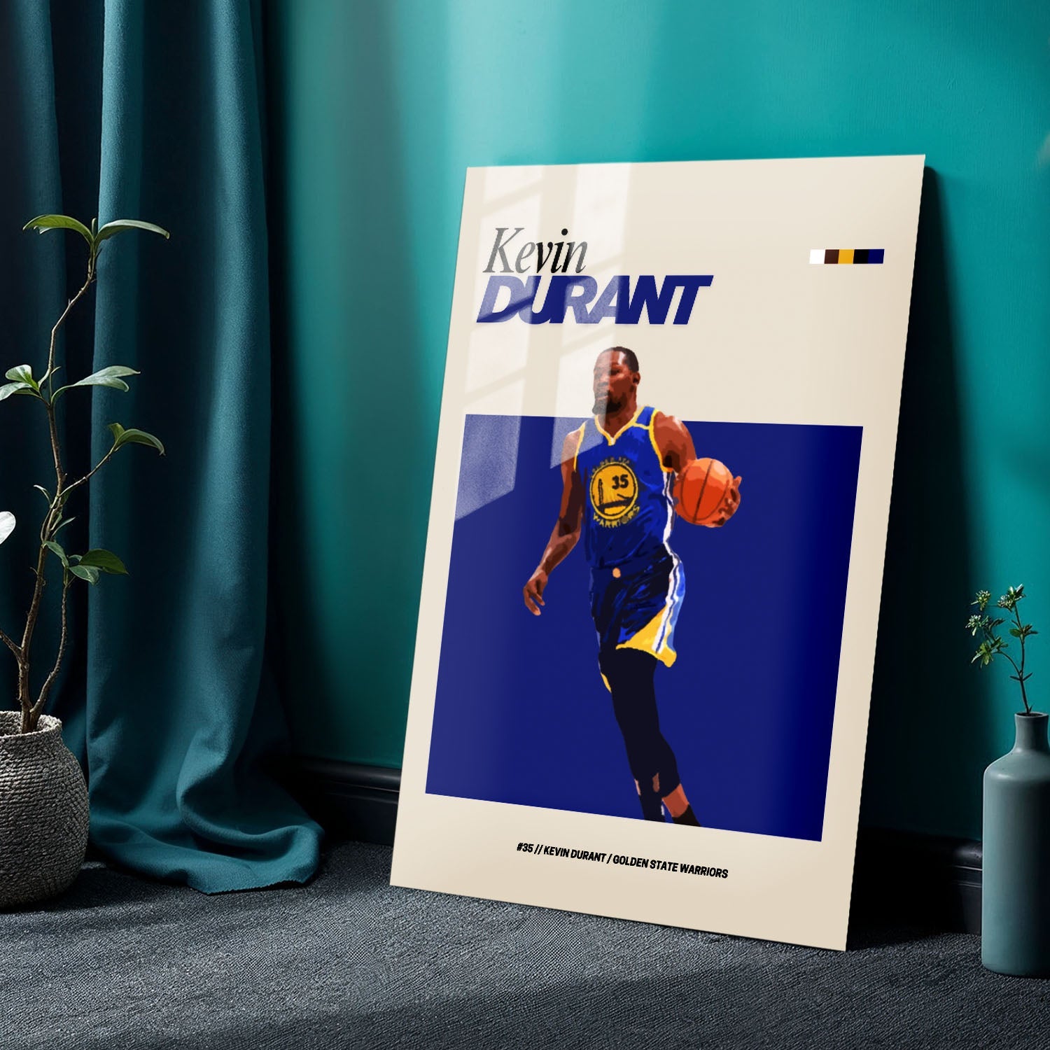 Flex Designs Metal Poster Kevin Durant GS NBA FlexM 24 x 36" Home Goods - Sports  Metal Poster