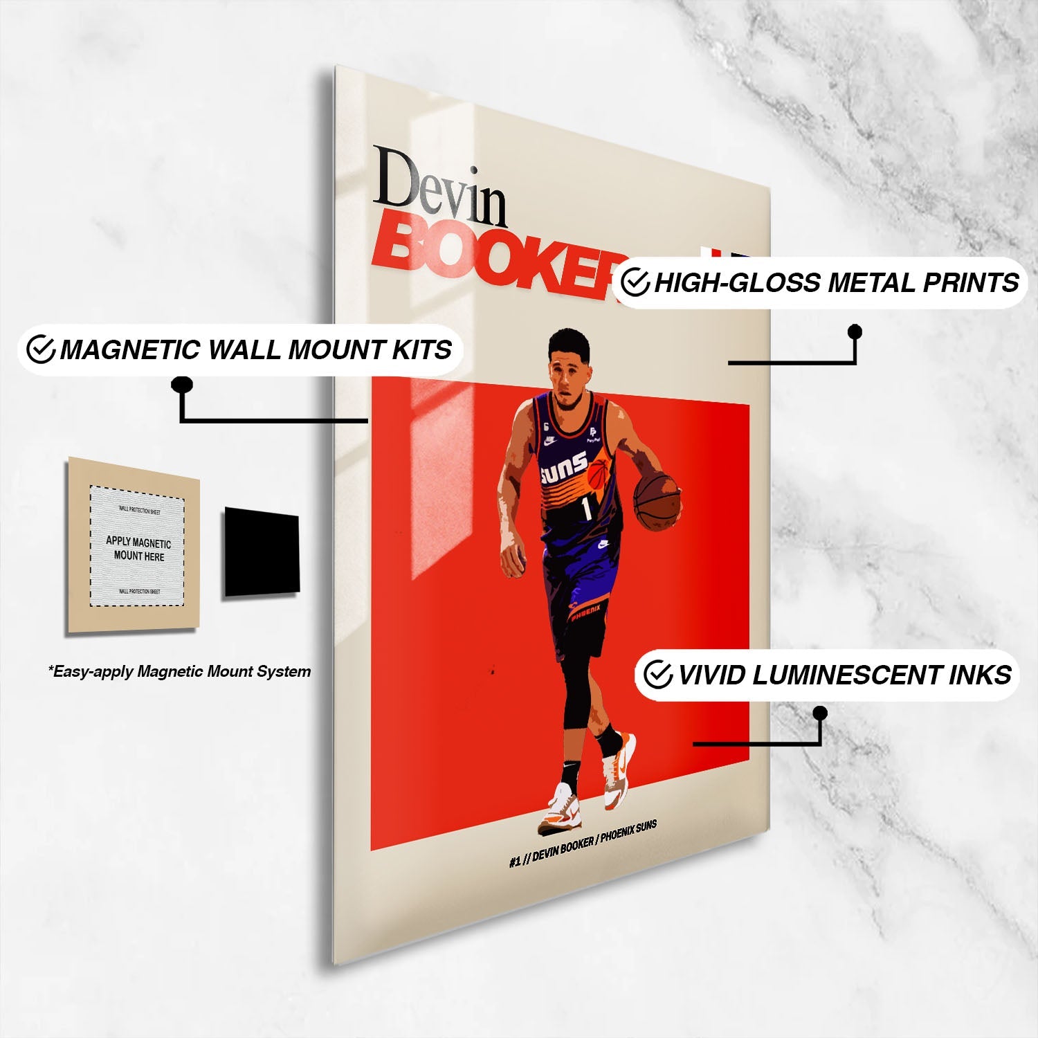 Flex Designs Metal Poster Devin Booker NBA FlexM 16 x 24" Home Goods - Sports  Metal Poster