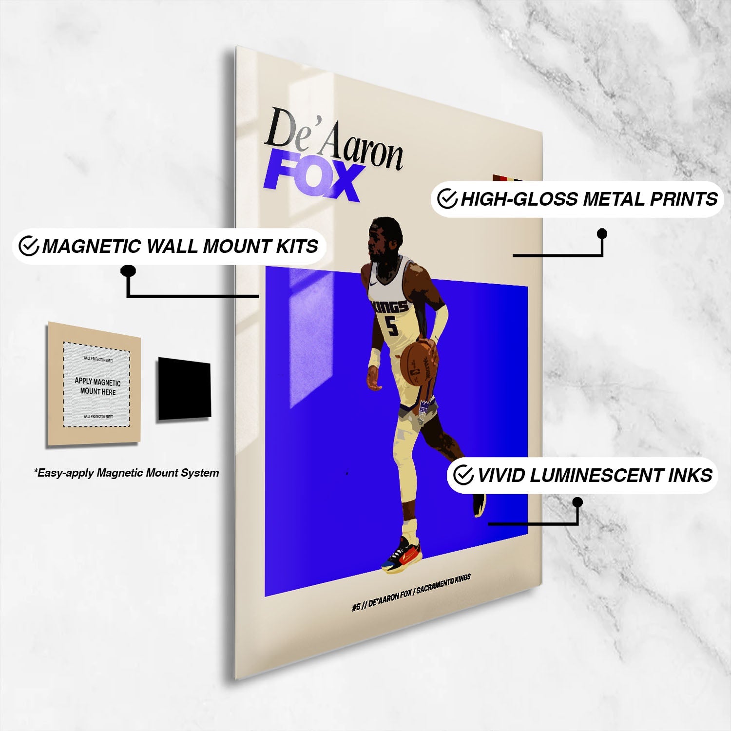 Flex Designs Metal Poster De'Aaron Fox NBA FlexM 16 x 24" Home Goods - Sports  Metal Poster