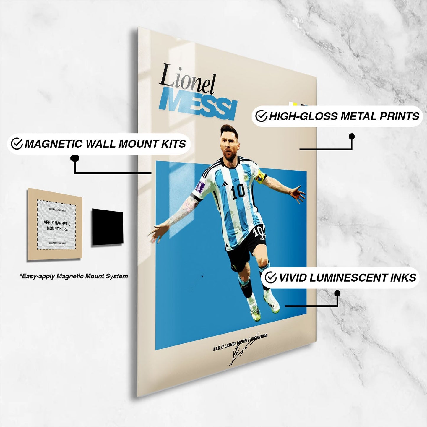 Flex Designs Metal Poster Lionel Messi FlexM 16 x 24" Home Goods - Sports  Metal Poster