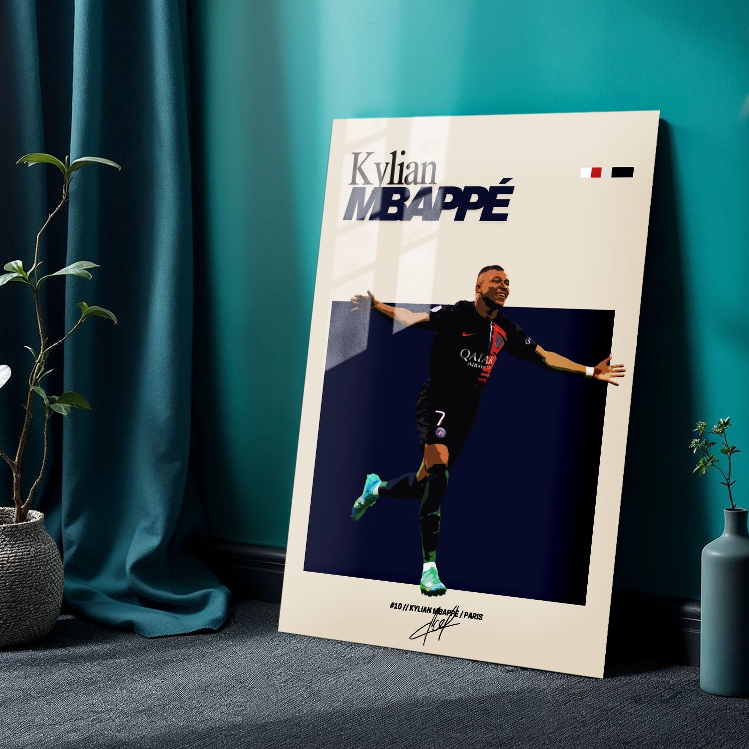 Flex Designs Metal Poster Kylian Mbappe PSG FlexM 24 x 36" Home Goods - Sports  Metal Poster