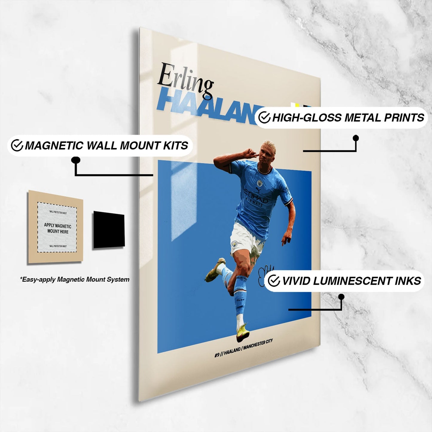 Flex Designs Metal Poster Erling Haaland FlexM 16 x 24" Home Goods - Sports  Metal Poster