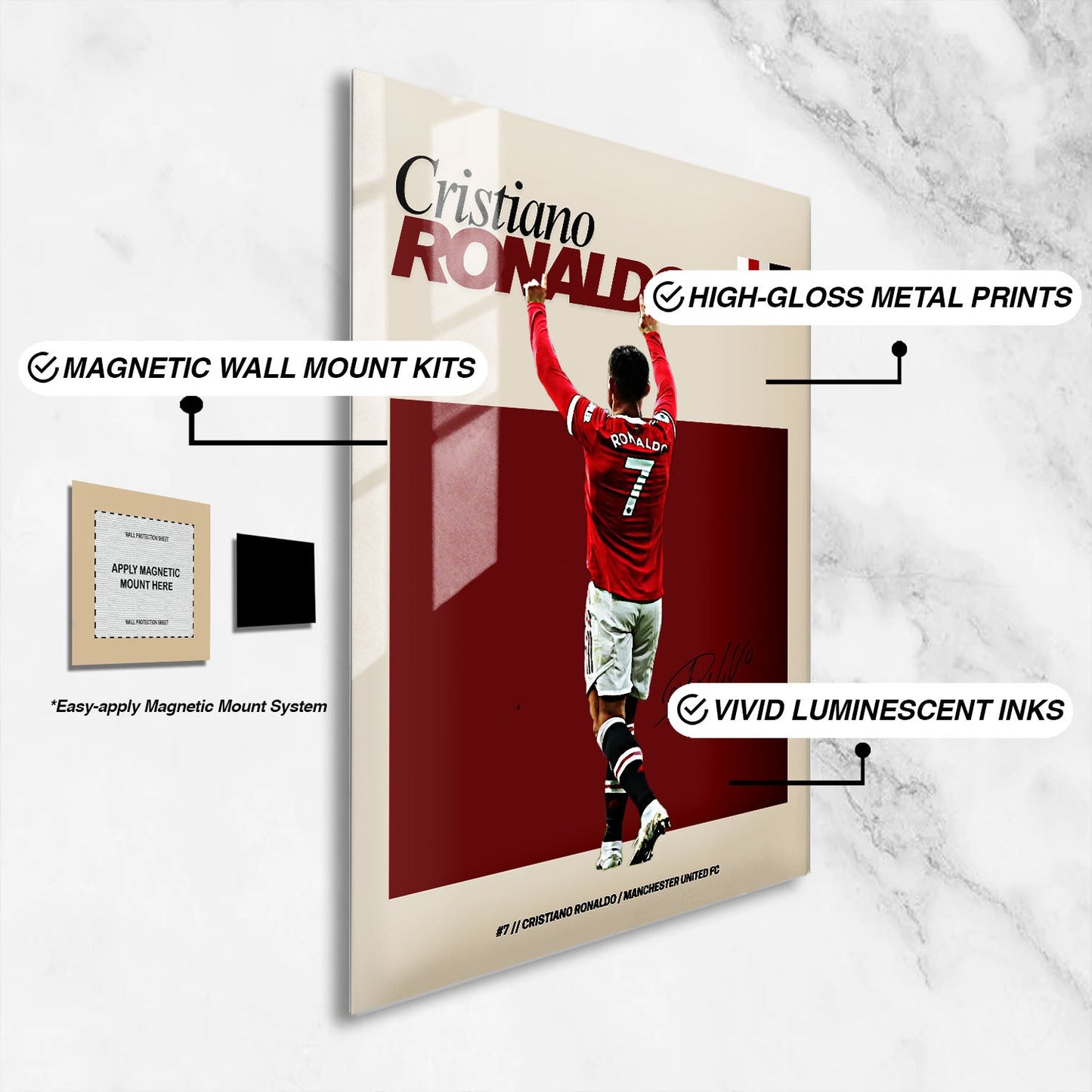 Flex Designs Metal Poster Cristiano Ronaldo FlexM 16 x 24" Home Goods - Sports  Metal Poster