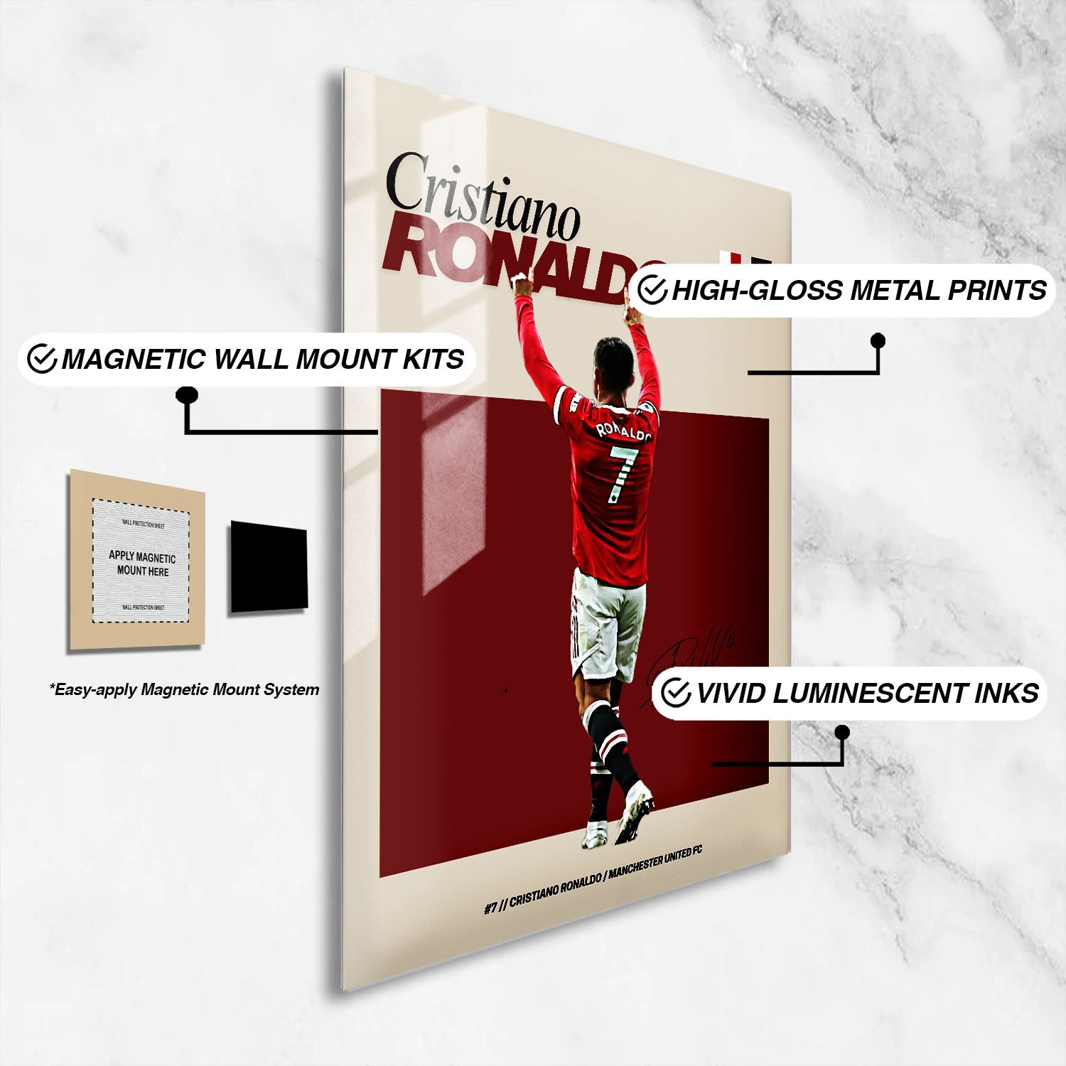 Flex Designs Metal Poster Cristiano Ronaldo FlexM 16 x 24" Home Goods - Sports  Metal Poster