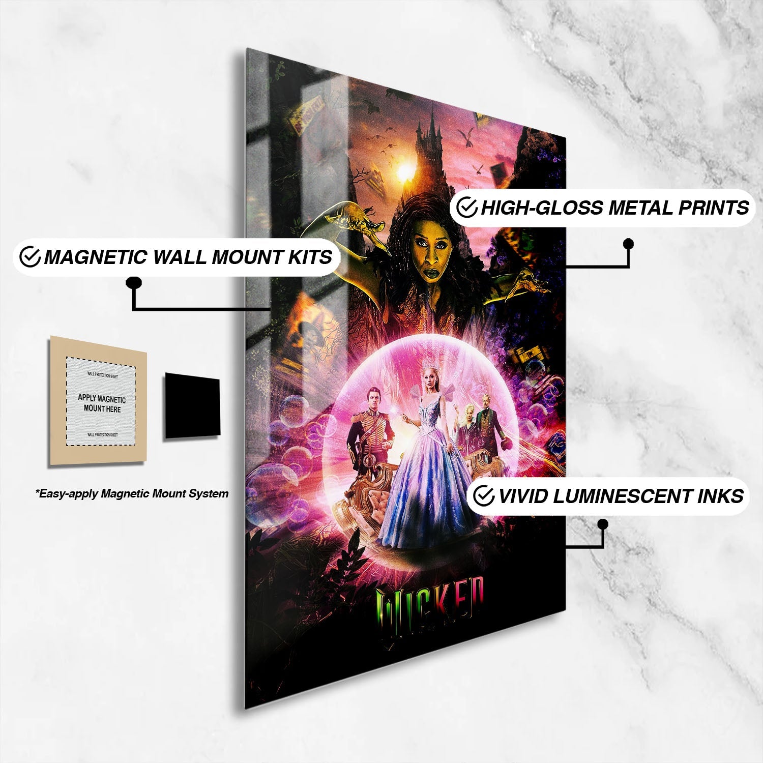 Flex Designs Metal Poster Wicked For Good Cinematic 16 x 24" Home Goods - Movie 2025 Movie Metal Poster