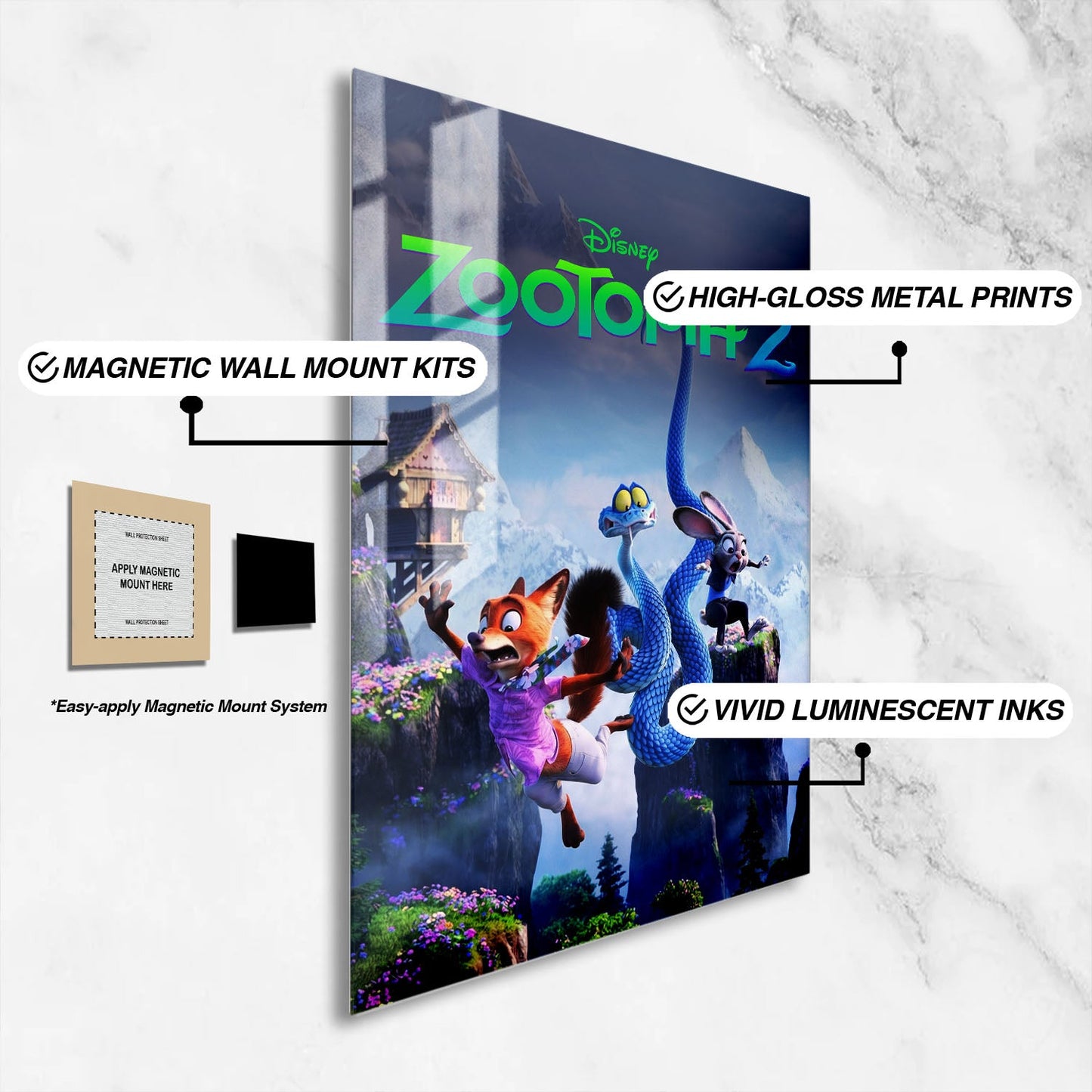 Flex Designs Metal Poster Zootopia 2 16 x 24" Home Goods - Movie 2025 Movie Metal Poster