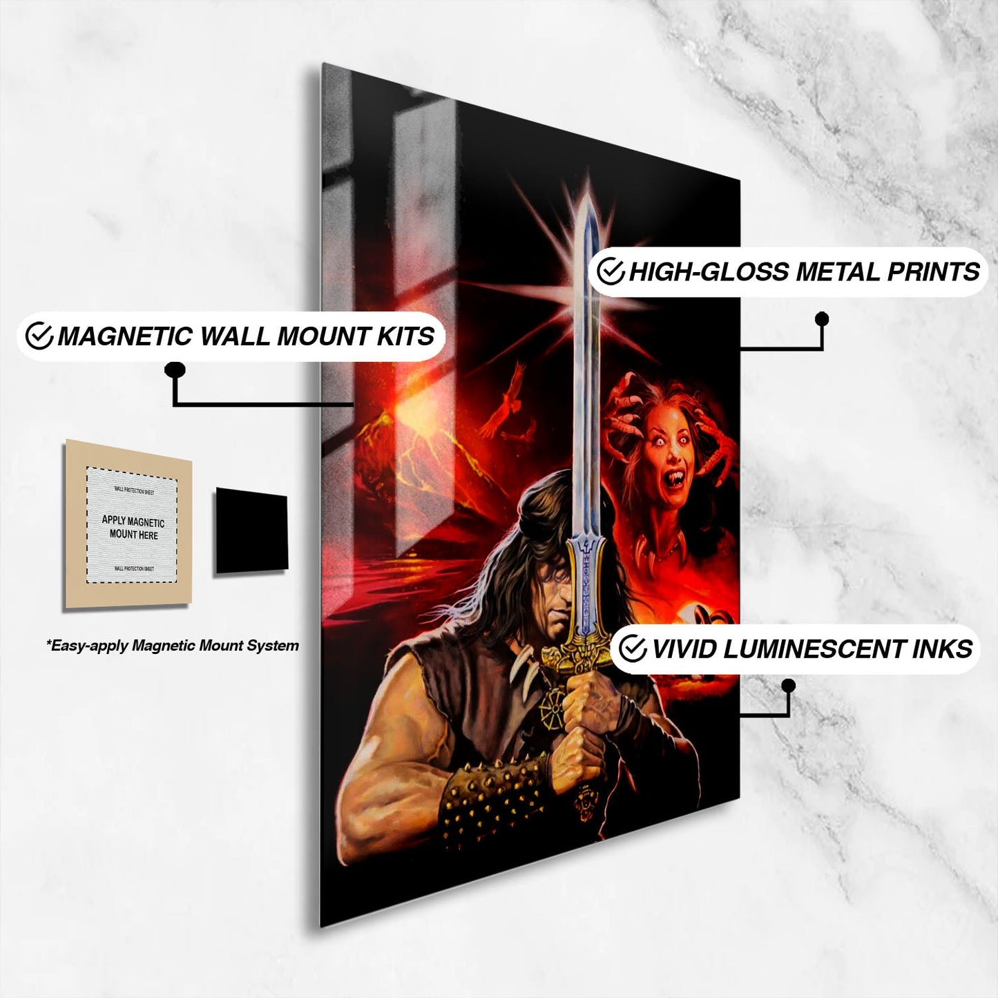 Flex Designs Metal Poster Conan the Barbarian Key Art 16 x 24" Home Goods - Movie 1982 Movie Metal Poster