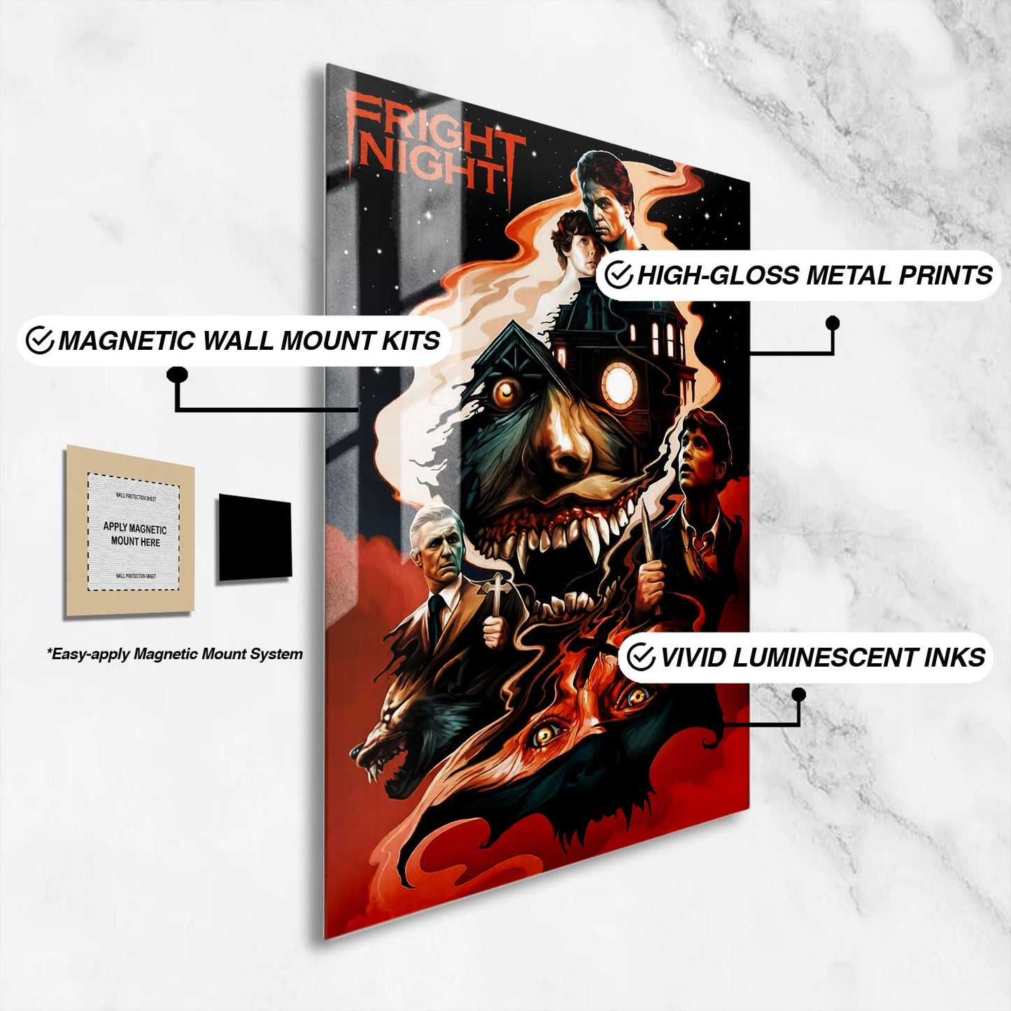 Flex Designs Metal Poster Fright Night 16 x 24" Home Goods - Movie 1985 Movie Metal Poster