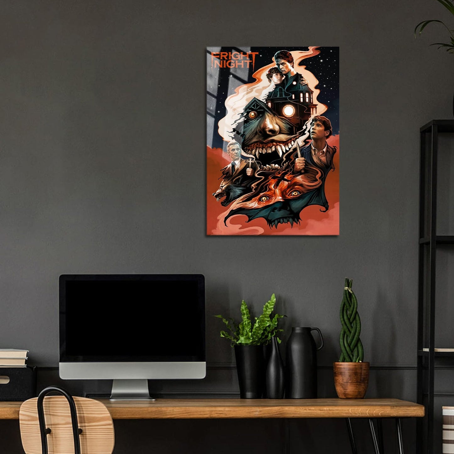 Flex Designs Metal Poster Fright Night 24 x 36" Home Goods - Movie 1985 Movie Metal Poster