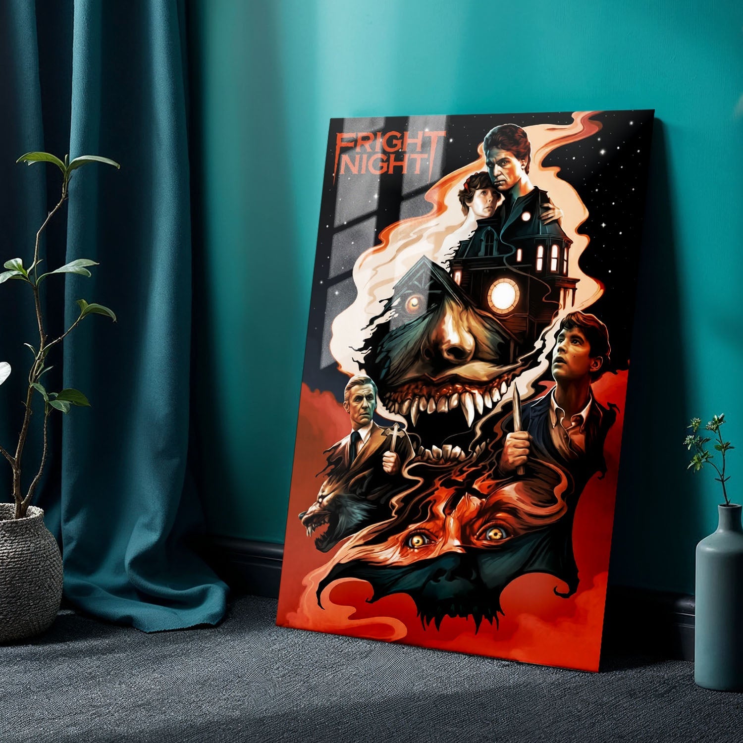Flex Designs Metal Poster Fright Night 24 x 36" Home Goods - Movie 1985 Movie Metal Poster